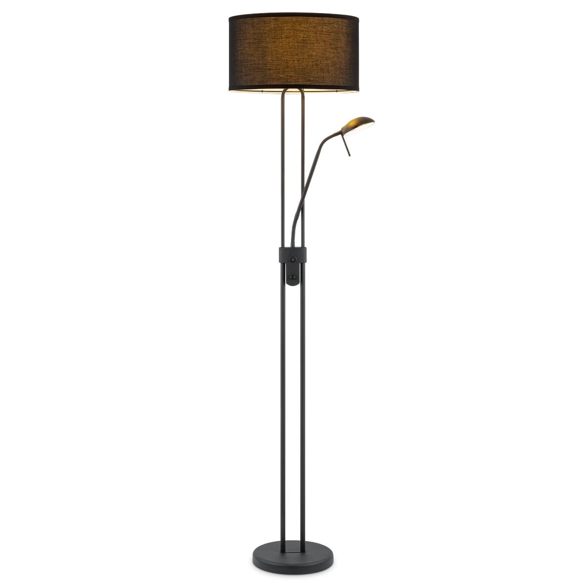 Home Sweet Home Lámpara de Pie con Luz Lectura Regulable - 170cm Moderna Negra Salón - E27 Lámpara Techo & Luz G9, Pantalla Tela, Incluye Bombillas LED 7W