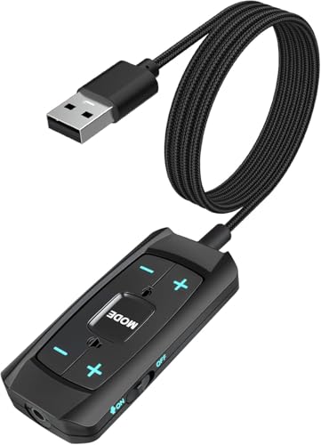 USB Sound Card, Virtual 7.1 Surround Sound, USB to 3.5mm Jack Audio Adapter, Cable External Sound Card for PC/PS4/PS5/Mac/Gaming Headset, Mute/Volume Control, 6.5ft, Audio Control Box