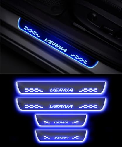 FABTEC Car Door Foot Step Sill Plate Set of 4, Blue Pack of 4 - Image 3