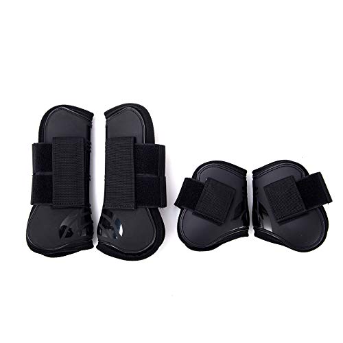 Merauno® Horse Gaiters Set of 4 Gaiters for Front Rear Hard Shell and Touch Fasteners Fastening for Men and Women PU Robust Elastic Tendon Boots Classic (L(WB) - Image 2
