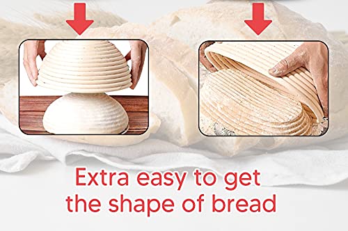 Roesha 10 Inch Oval Bread Banneton Proofing Basket Set Of 2, Bread Baking Kit Sourdough Proofing Basket For Artisanal Bread, Bread Making Tools For Professional & Home Bakers (10 Inch Oval- 2 Pack) #TOP3