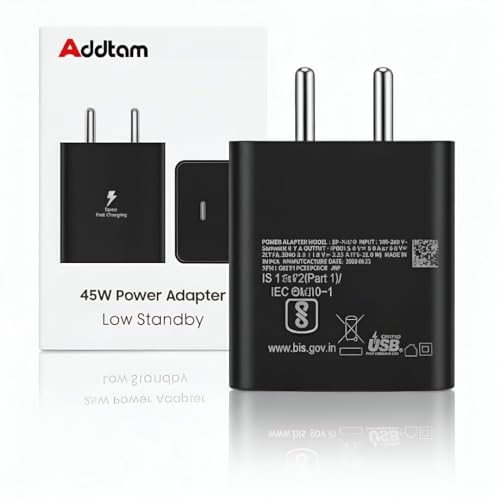 Image of Samsung 45W Type C PD Superfast Charging Adapter Compatible with Galaxy S26|S25 Edge|S25 Ultra|S24 Ultra|Z Fold /Flip 7|6|Tab S10 FE+|S10 FE|S9 FE+|S9 FE|A9+|A9, 45-Watt C-Type Fast Charger, Black