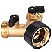 Sanpaint Garden Hose Splitter 2 Way Heavy Duty, Y Connector Brass Garden Hose Adapter, Hose Bib Splitter with 2 Extra Rubber Washers
