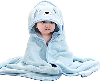 Hooded baby Towel,Baby Bath TowelUnique Animal Design Ultra Soft Absorbent for Boy and Girl Baby Gift Set (Blue)