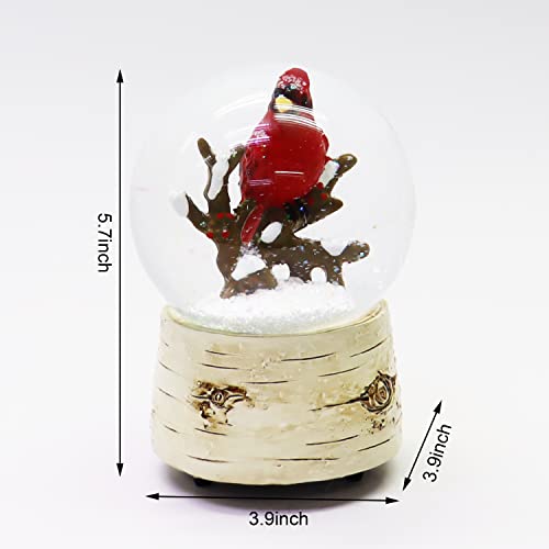 Moments in Time Christmas Tabletop Decor, Wind-up Music Box Snow Globe with Cardinal, Water Spinning (5.7" H x 3.9" W x 3.9" D) - Thumbnail 4