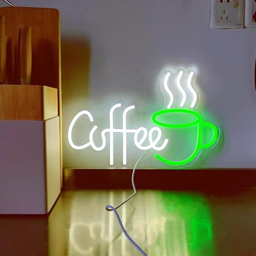 Image of Coffee Bar Sign Wall Decor,LED Coffee Neon Light up Signs for Coffee Station Decor,Coffee Decorations for Coffee Bar Kitchen Decor Accessories,with Dimmable Switch and Hanging Chain,5V USB Powered