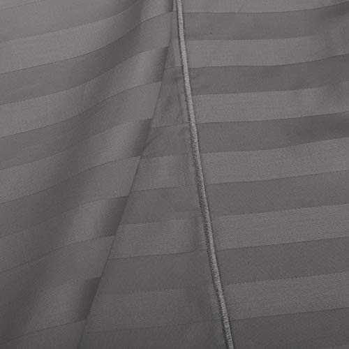 Renauraa 500 Thread Count 100% American Supima Long Staple Cotton Sheet Set, 4 Pc Set, Sateen Weave, Damask Stripe Sheet, Amazon, Fits Upto 16" Deep Pocket (Charcoal, Queen) #TOP2