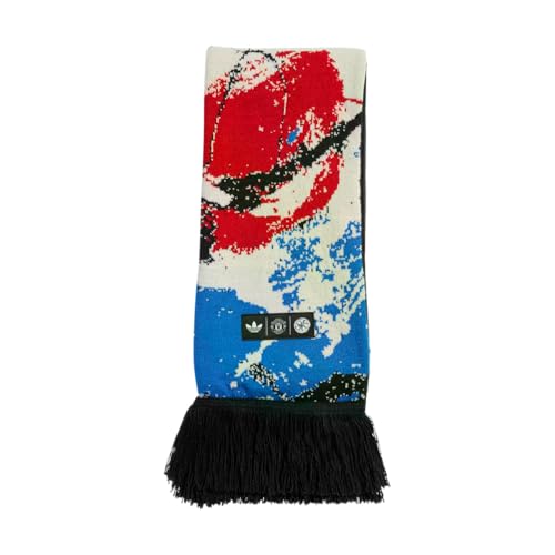 adidas Manchester United Stone Roses Scarf – Iconic Originals Logo & Club Crest Acrylic Fan Accessory for Music, Fashion & Sport