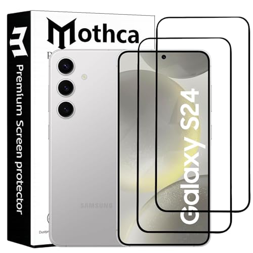 Image of Mothca Military-Grade Tempered Glass Screen Protector Compatible for Samsung Galaxy S24 with Edge to Edge Coverage - Case Friendly, Anti-Scratch & Bubble-Free Installation Kit (Pack of 2)