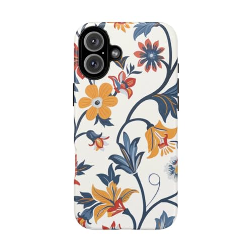 Coque fleurie rétro iPhone 16 Plus pour un style coloré unique