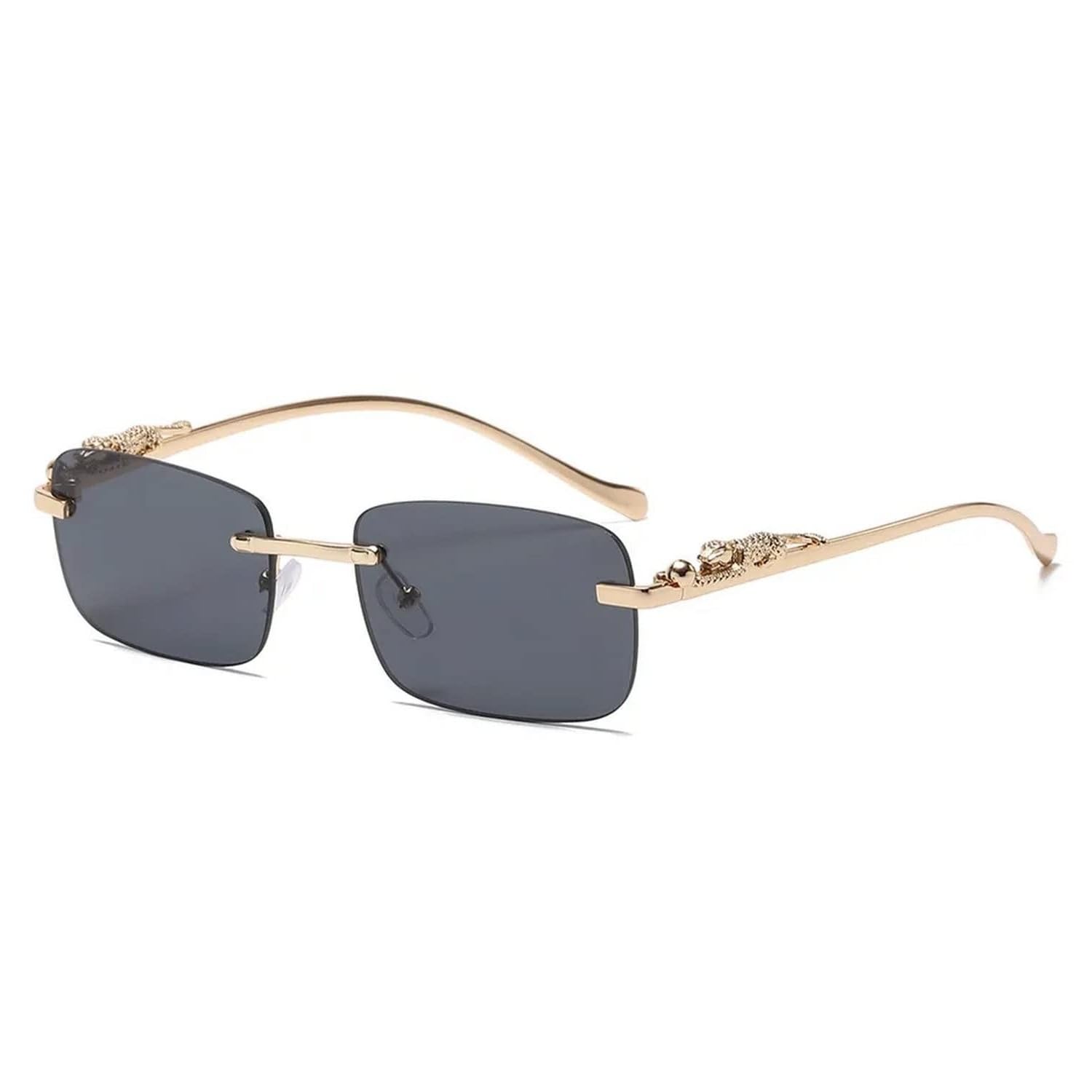 UV Protected Classic Glam Vintage Retro Rectangular Rimless Sunglasses for Men and Women-image-33