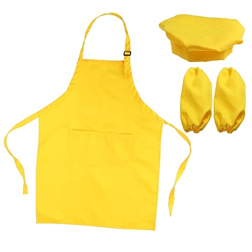 TOBBOMEY Complete Kids Chef Hat Apron Cooking Sleeve Kids Kitchen Playset Ages 7-13