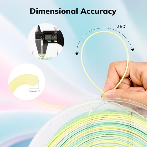 Image of AMOLEN Matte PLA 3D Printer Filament 1.75mm, Multicolor Gradient Rainbow Color Changing 3D Filament for Most FDM 3D Printers, Dimensional Accuracy + /- 0.02mm, 1kg Spool (2.2lbs) Mint Lemon Gradient