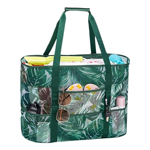 Portable Beach Bag - Dependable Vacation Travel Beach Bag, Large Capacity Mesh Tote Bag | Lightweight Travel Storage Pouch, Multifunctional Strong Beach Mesh Bag for Beach, Shopping, Vacation