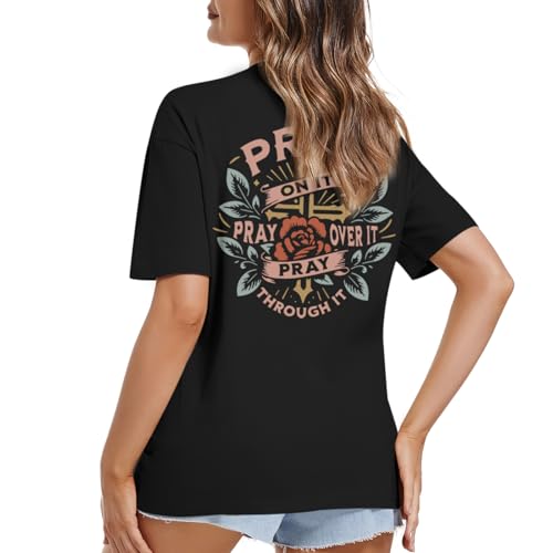 Christian Shirts for Women Pray Bible Verse Cross Graphic Shirt Faith Religious Vintage Shirts Floral Boho Tops4