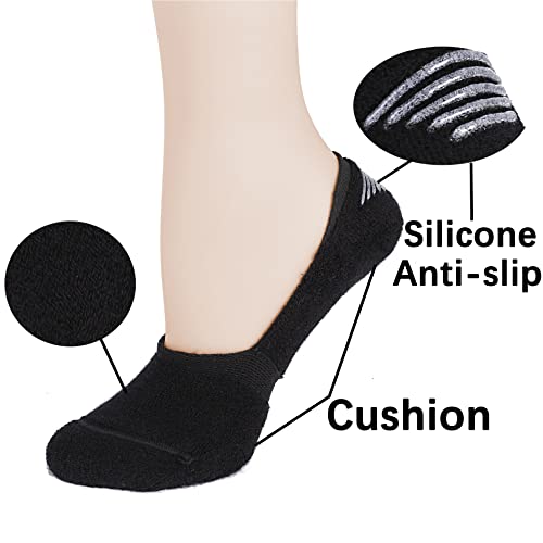 Leotruny 6 Pairs Unisex Thick Cushion Athletic Cotton Non Slip Low Cut Flat Liner No Show Socks4