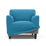 🔝 MÁXIMA CALIDAD - Cómodo, práctico y resistente, este cubre sillón universal es antiácaros e hipoalergénico. Además es antipeeling. Fácil de poner y quitar. Se puede limpiar en lavadora a 30º sin centrifugar. Su composición es 92% Poliéster Reciclado y 8% Elastano. El tejido es jacquard tacto Poliéster efecto volumen 3D, hecho con hilo tintado, dando la MÁXIMA SOLIDEZ AL COLOR