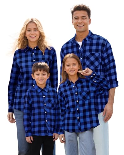 SANGTREE Matching Flannel Shirts for Family Dad and Son Family Flannel Shirts Mommy and Me Plaid Shirts Daily Party