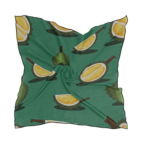 Soft Polyester Silk Scarf Scrunchie Fashion Print Durian King Of Fruits Scarves Women Hair Scarf Ponytail Square Scarf Headband Multiple Ways Of Wearing Daily Decor