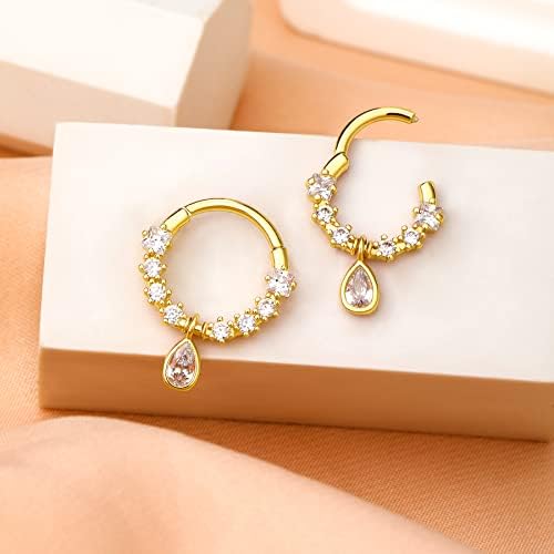16G Dangle Septum Ring Cartilage Earrings 316L Surgical Steel Hinged Segment Ring Septum Jewellery Helix Hoops Daith Earrings Tragus Conch Rook Piercing Jewellery