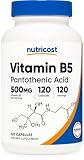 Nutricost Pantothenic Acid (Vitamin B5) 500mg, 120 Capsules