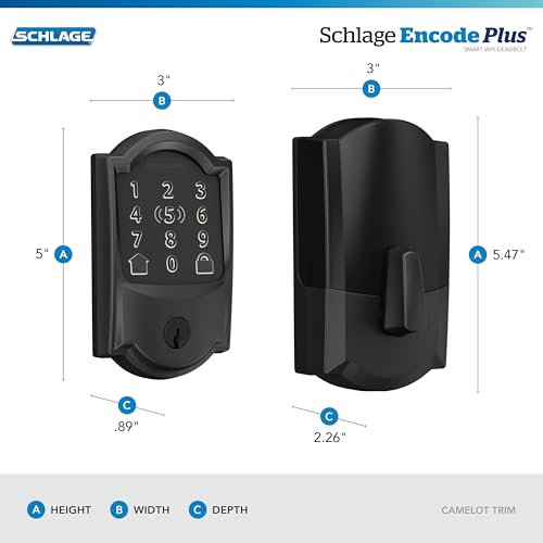 Image of Schlage Encode Plus Smart Wi-Fi Lock for Door, Keyless Entry Deadbolt, Unlock with Apple Watch, Built-in WiFi & App Control, Easy Install, Alexa & Apple HomeKit Compatible, Matte Black (Pack of 4)