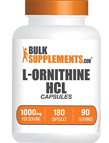 BulkSupplements.com L-Ornithine HCl Capsules - L-Ornithine Hydrochloride L-Ornithine 1000mg - Amino Acids Supplement Gluten Free 2 Capsules per Serving 180 Count (Pack of 1)
