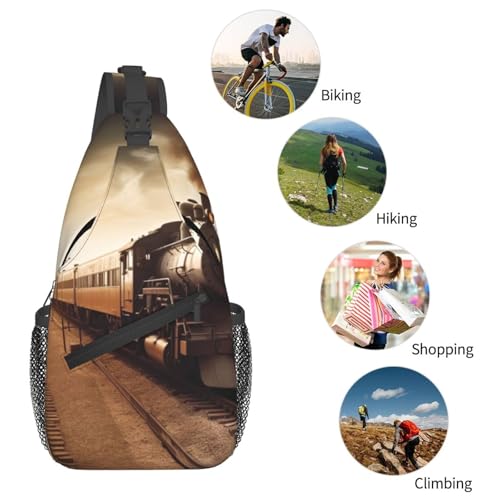 Bolsa cruzada de pecho para hombro, mochila diagonal negra miniatura 6