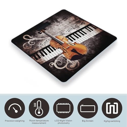 Báscula digital para baño con diseño de notas musicales miniatura 3