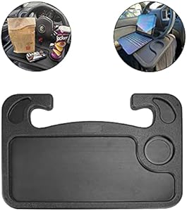 JUSTTOP Car Steering Wheel Desk, Travel Car Accessories, Car Stand Trays for Eating, Multipurpose Car Steering Wheel Desk Tray Table(Black)