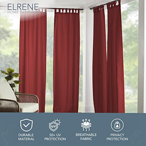 Elrene Home Fashions Matine Solid Tab-Top Indoor/Outdoor Curtain Panel, 52 Inches X 84 Inches, Red #TOP1