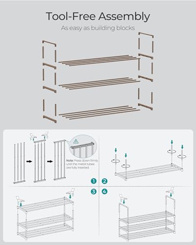 Image of SONGMICS Shoe Rack, 3-Tier Shoe Organizer, Metal Storage Shelf