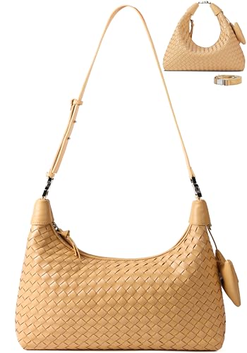 Shoulder Handbags for Women Woven Leather Crossbody Bags for Women Cute Clutch Hobo Handbag Trendy Crescent Bag