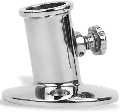 Five Oceans Boat Flag Pole Socket, Flag Pole Holder with Knob, Top Mount, Marine Grade Heavy Duty Stainless Steel, Fits 3/4 Inch Poles, for Pontoon, Fishing Boats, Sailboats - FO3109
