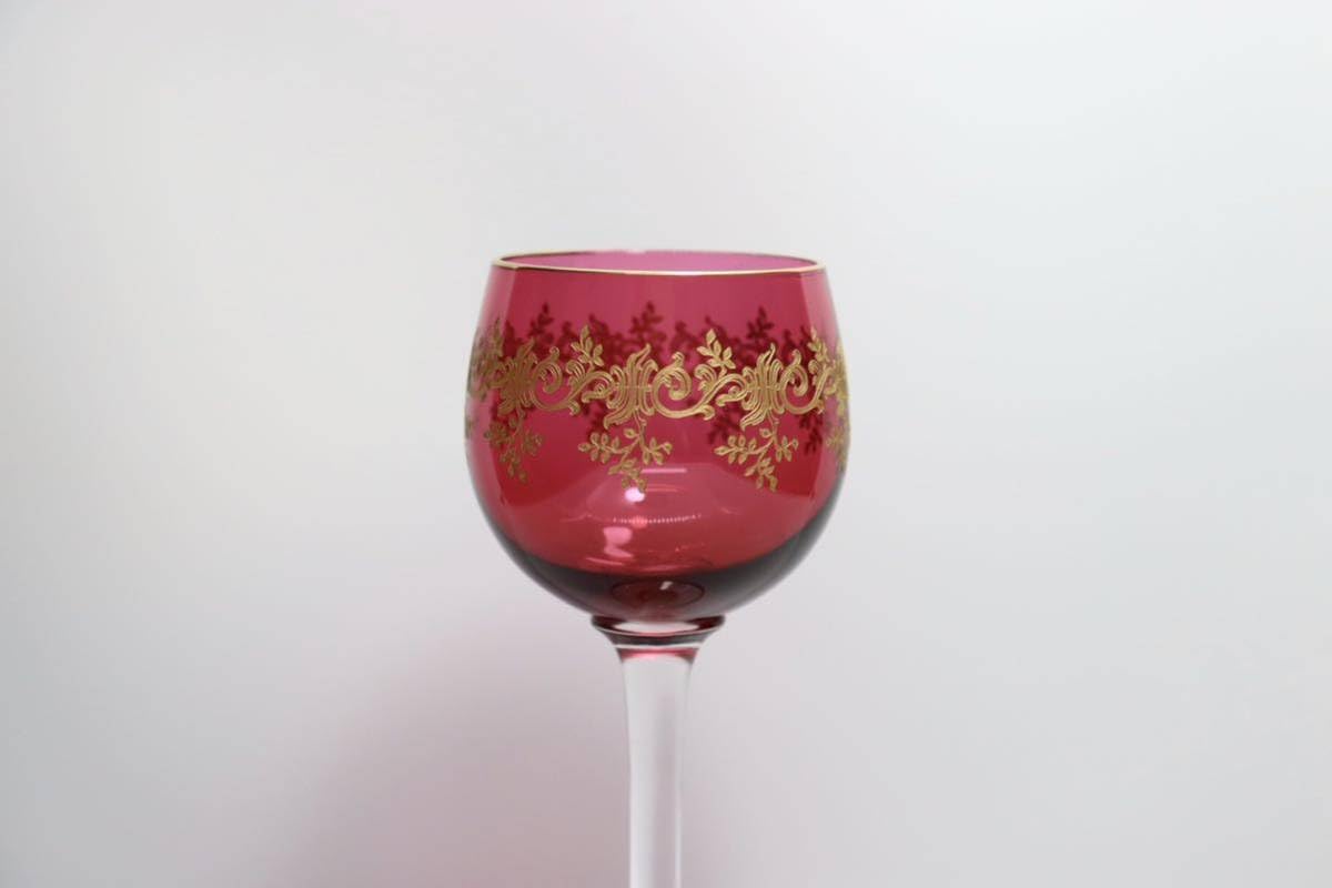 美品オールドバカラBACCARATセヴィーヌ金彩レカミエ★赤ワイングラス 1脚B オールドバカラ ヴィンテージ レカミエ ワイングラス セビーヌ 金彩