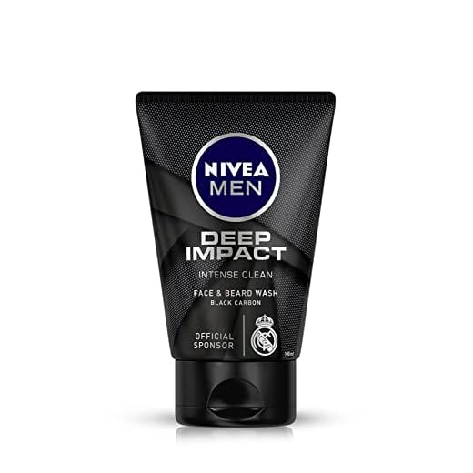 Nivea Men Deep Impact Intense Clean Face and Beard Wash - Black Carbon, 100 ml (3.3 oz)