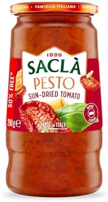 Sacla’ Tomato Pesto Promo 290g, Red Pesto with Sun-Dried Tomatoes, Basil and Oil, with an Intense Flavour