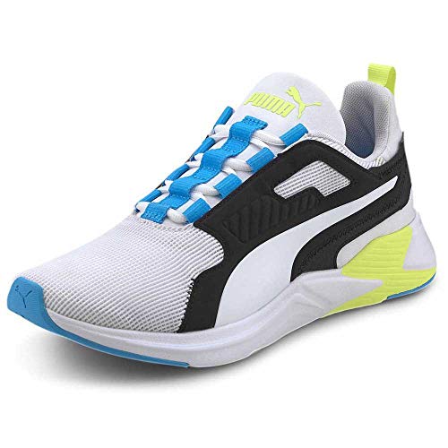 PUMA PUMA Men's Training Gymnastics Shoe, White Nrgy Blue Fizzy Yellow, 10