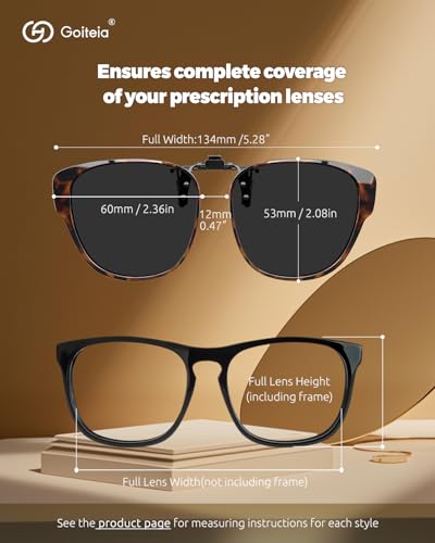 Image of Goiteia Oversized Polarized Clip on Sunglasses over Prescription Glasses for Women Men-Round Frame,UV400Protection