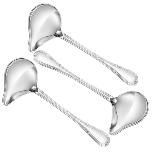 3PCS Cucchiai da Salse in Acciaio Inox, Cucchiaio Piccolo con Beccuccio, Cucchiaio da Cucina in Acciaio Inox per Salsa, Zuppe e Miele, Cucchiaio Piccolo Lavabile in Lavastoviglie