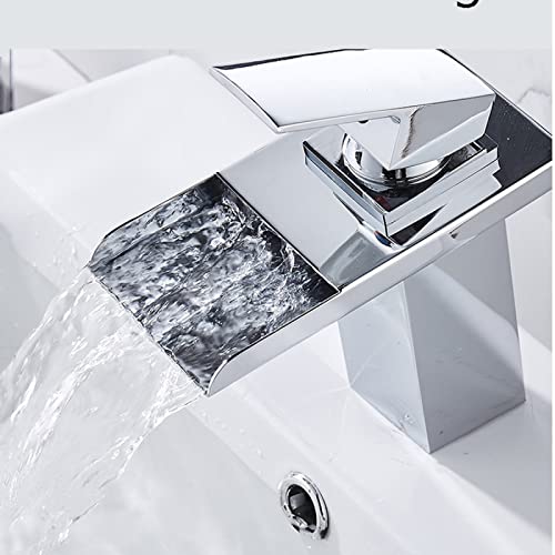 Robinet cascade LED noir en laiton pour lavabo monotrou - 5