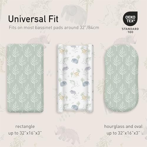 Image of Gllquen Baby Bassinet Sheets 2-Pack for Baby Girl Boy Green Elephant