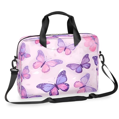 Maletín delgado para laptop 16 pulgadas morado con mariposa miniatura 1