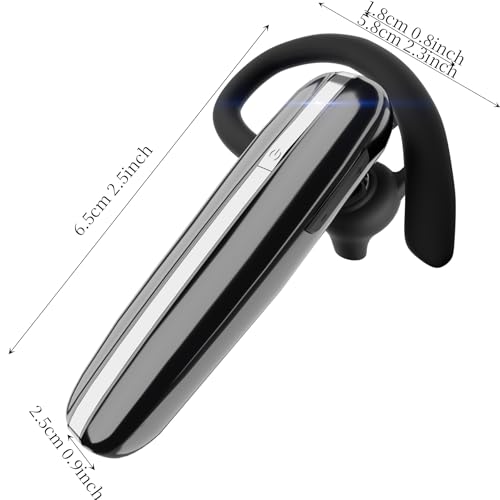 Image of Bluetooth Headset V5.3 Single-Ear Earpiece with Wireless Microphone 48H Battery, Bluetooth Earpiece - Handsfree for Driving /Truck Drivers, Compatible with iPhone, Android, Samsung