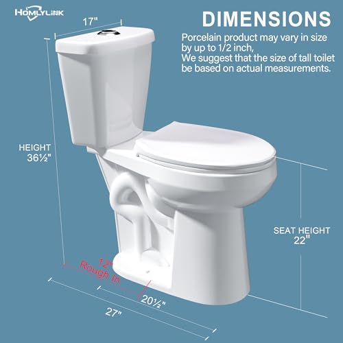 Homlylink HM-2489T 21 Inch Tall Toilet For Seniors Extra High Toilet Comfort Bowl Height Toilet Seat Height 22" thumb #7