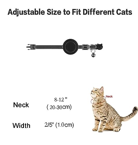 Image of Airtag Cat Collar Breakaway, Safety Kitten Collar with Apple Airtag Holder, GPS Cat Collar with Bell, Lightweigh Tracker Cat Collars for Girl Boy Cats, Kittens and Puppies (Yellow Moon)