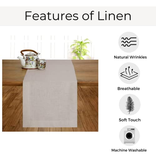 D'Moksha Homes Linen Natural Table Runner 92 CM, 100% Pure Linen Small Table Runner 36 x 92 cm for Dresser Coffee Tables - Image 3