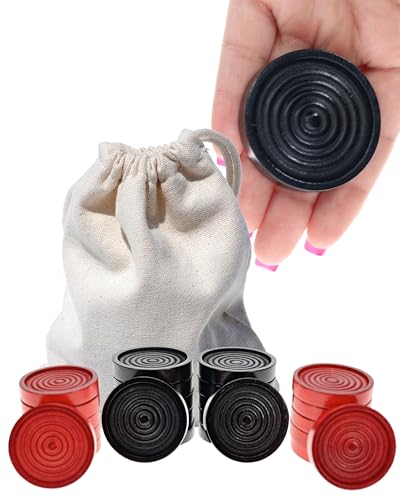 WE Games Wooden Checkers Pieces with Drawstring Storage Bag - 24 Checker Pieces Only - Red & Black, 2-inch Diameter