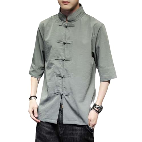 Chemise imprimée homme de style japonais avec coupe fluide streetwear et Tai Chi