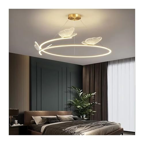 Lustre papillon LED suspendu circulaire à lumière dorée